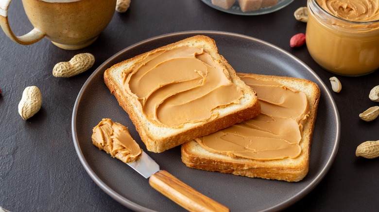 Peanut butter spread on bread