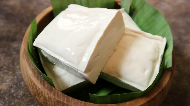 blocks of tofu in a bowl