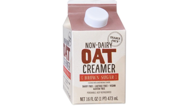 Oat milk creamer on white background