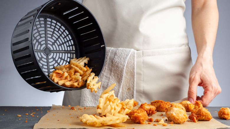 chicken and fries in air fryer