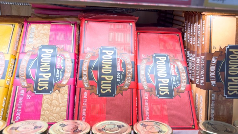 Trader Joe's Pound Plus bars on a shelf