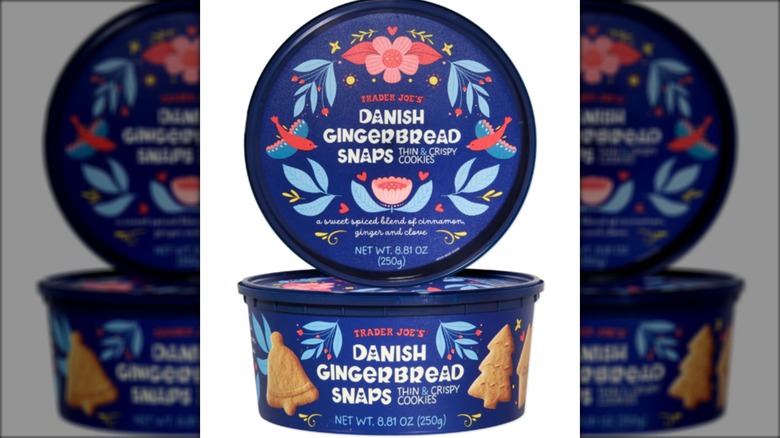 tub containing danish gingerbread snap cookies