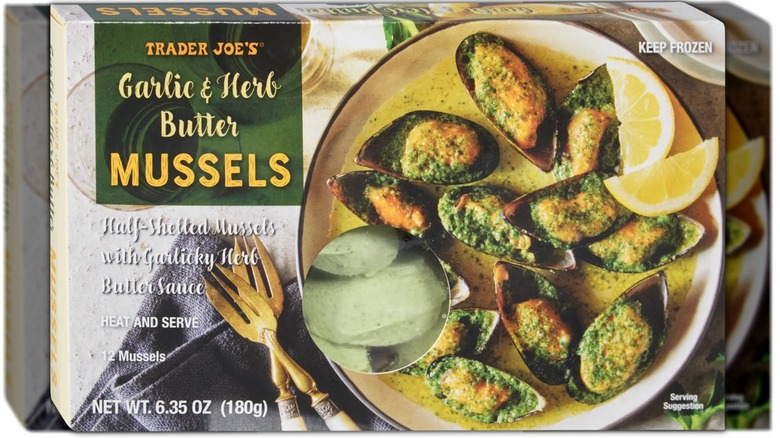 box of garlic and herb butter mussels