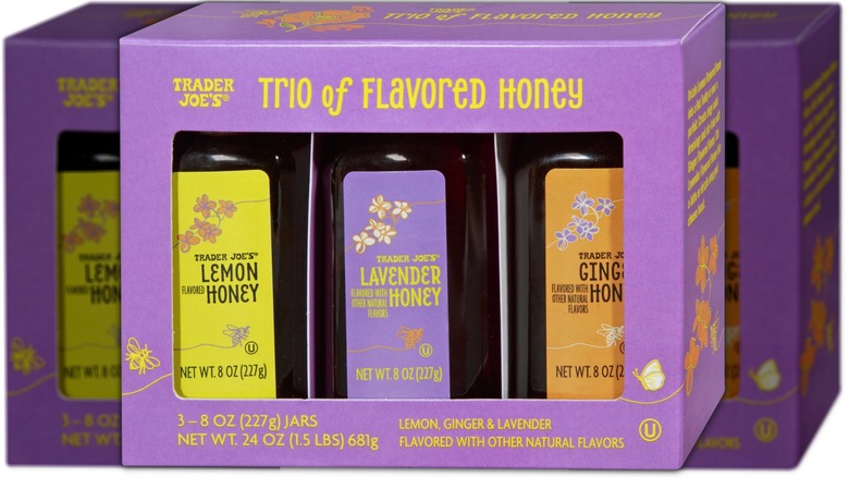 pack containing three flavors of honey
