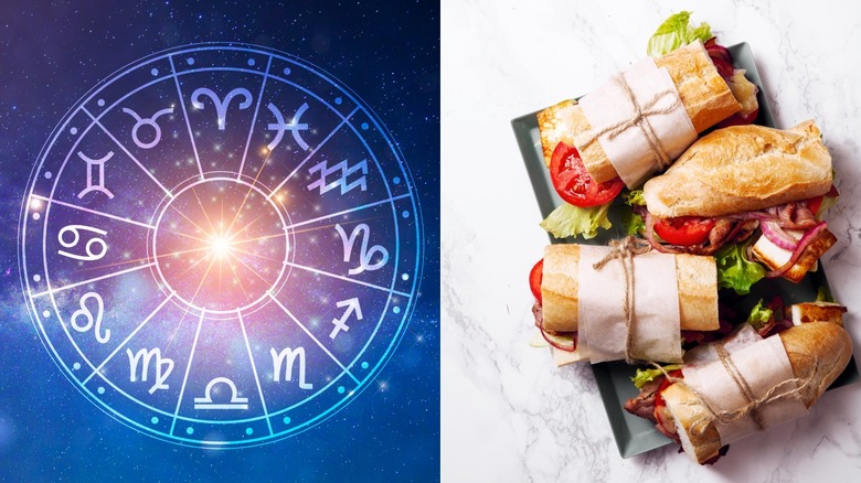 zodiac symbols and selection of sandwiches