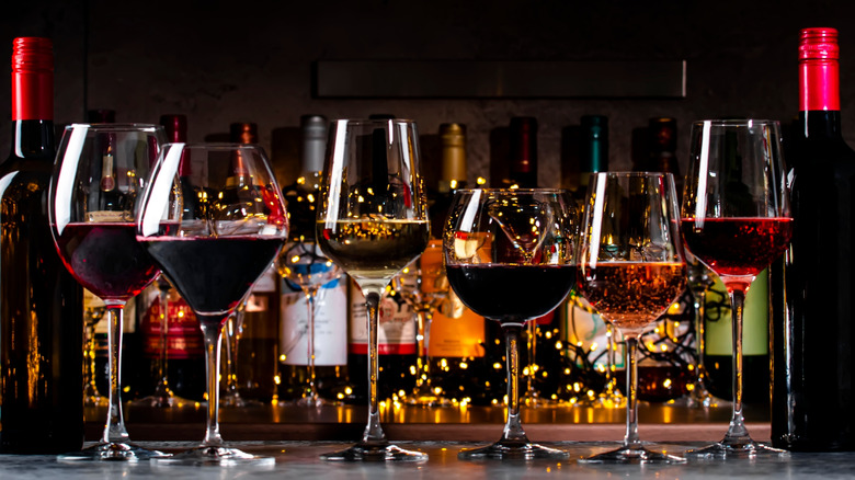 Array of wine glasses