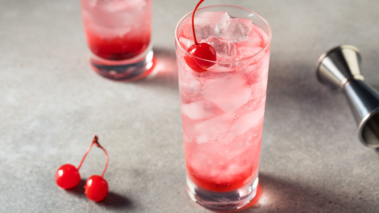 Dirty Shirley drink with cherries