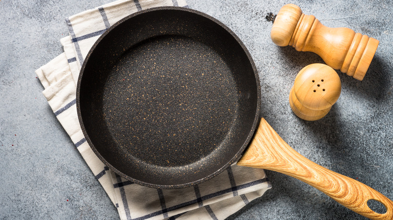 A nonstick pan on a counter