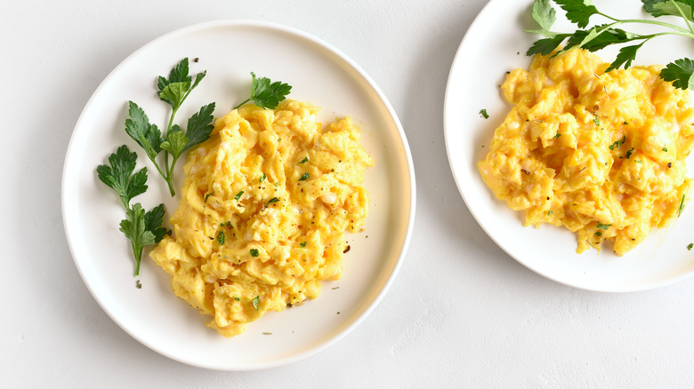 Plates of scrambled eggs