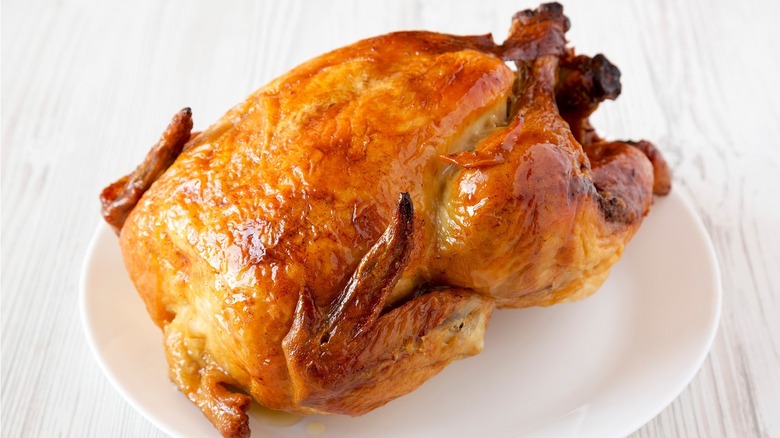 rotisserie chicken on plate