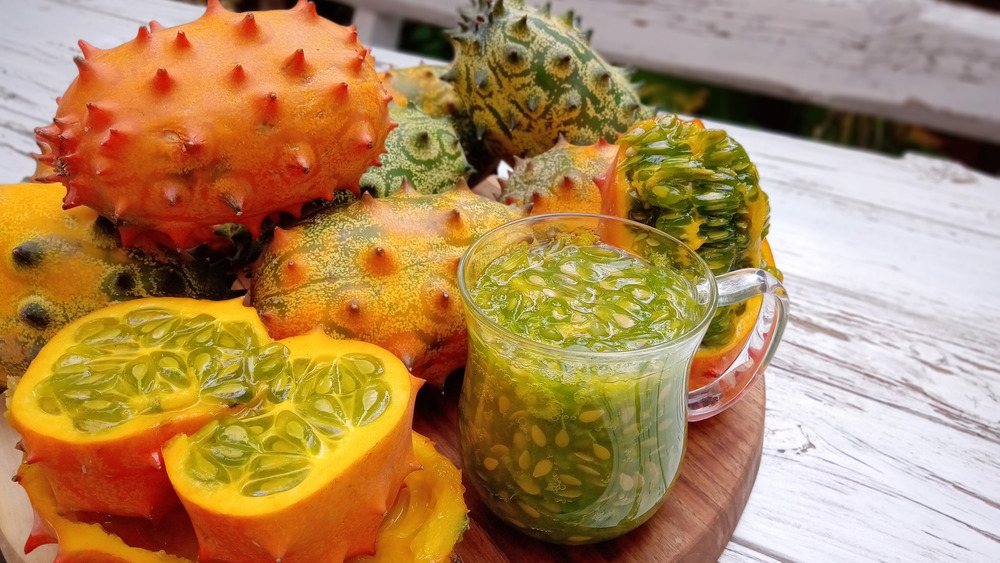 Kiwano fruit on a plate