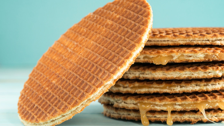 A stack of Stroopwafel cookies.