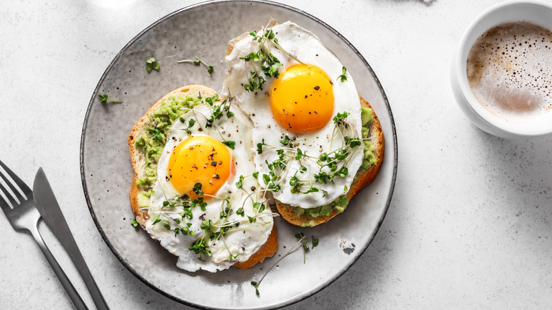 two fried eggs on toast