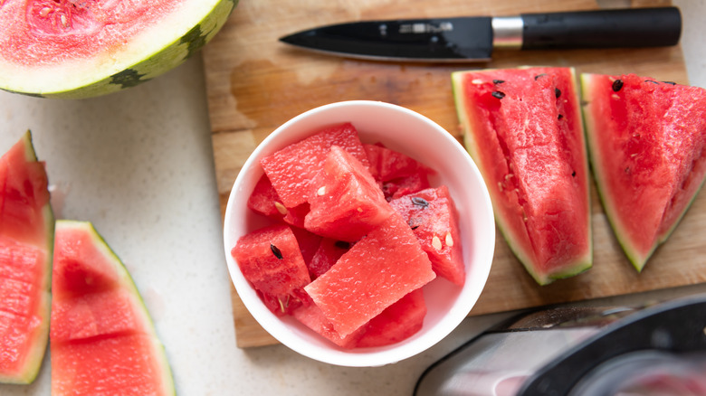 Watermelon cut in different ways