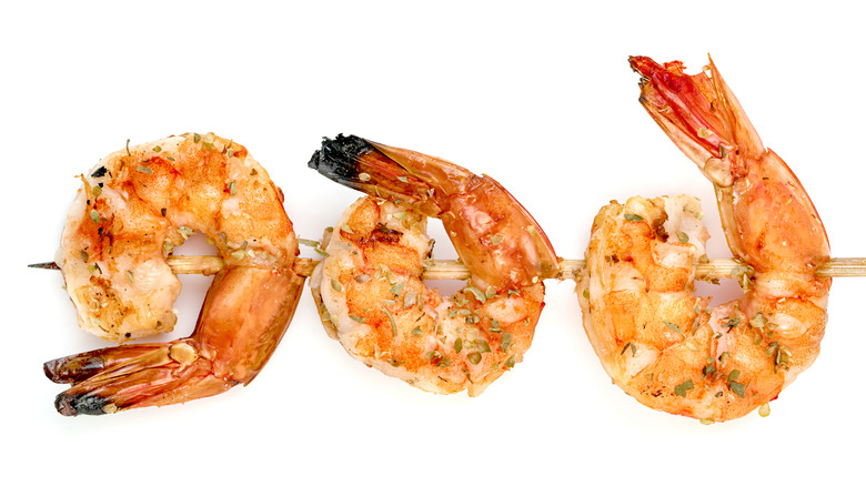 skewer of seasoned shrimp