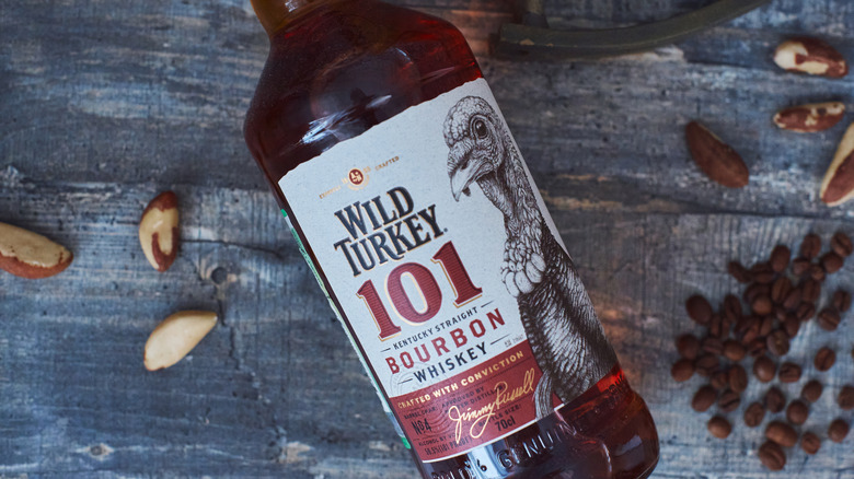 Bottle of Wild Turkey 101 on awooden table