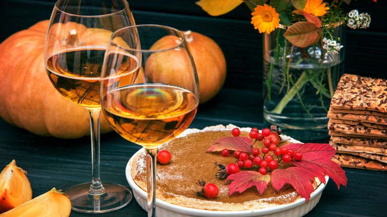 Dessert wine with pumpkin pie