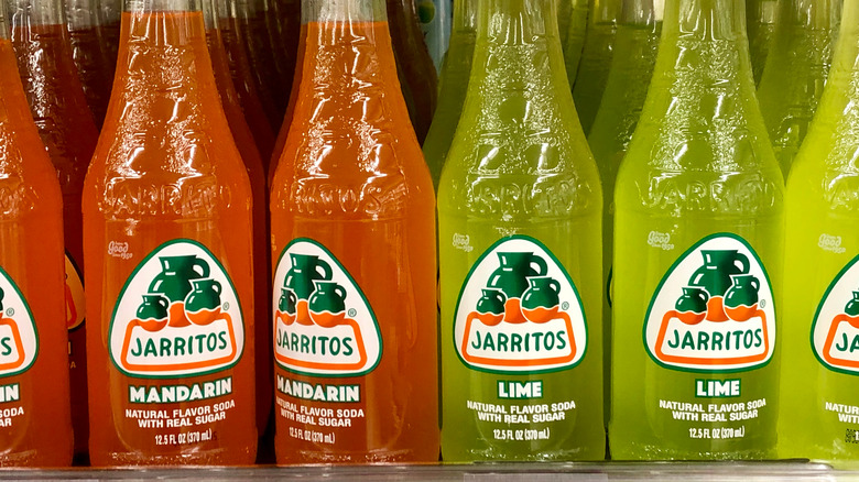 Jarritos bottles in a row