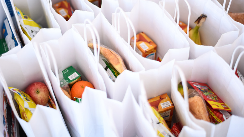 Bags of school lunches