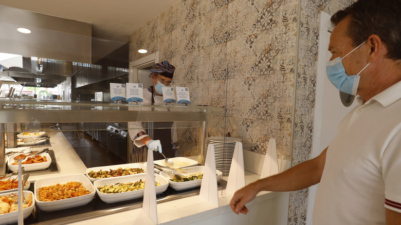 Post-covid hotel buffet in Spain