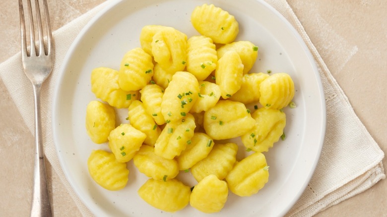 gnocchi on plate with seasoning