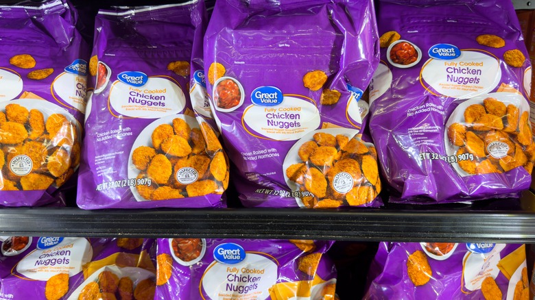 Purple bags of Great Value chicken nuggets