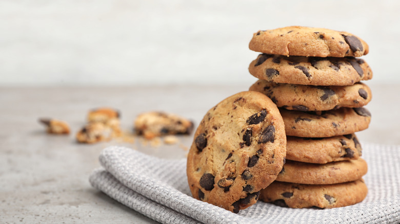 Stack of chocolate chip cookies