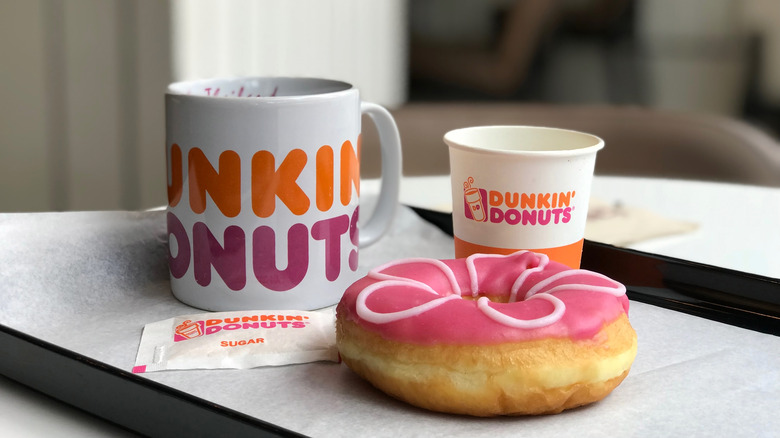 Dunkin' coffee and donut