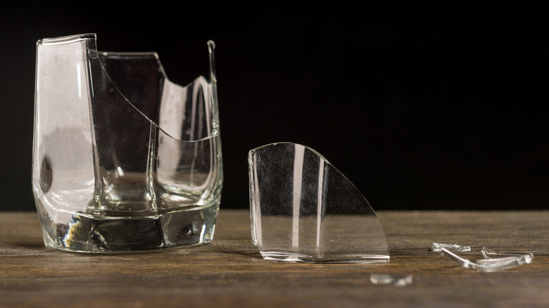 broken glass with glass shards