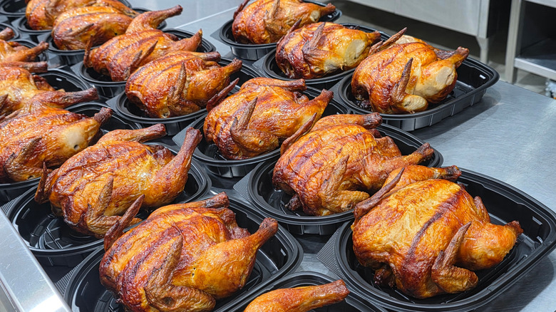 Grocery store rotisserie chickens.
