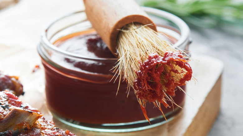 BBQ sauce bowl with brush