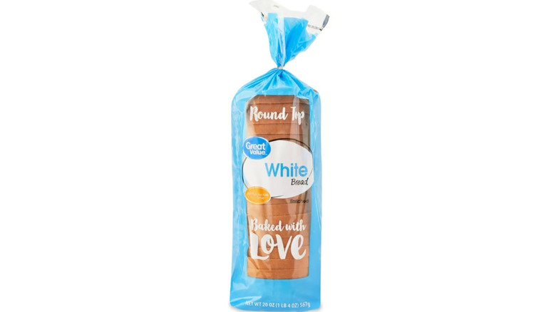 Great Value white bread on a white background