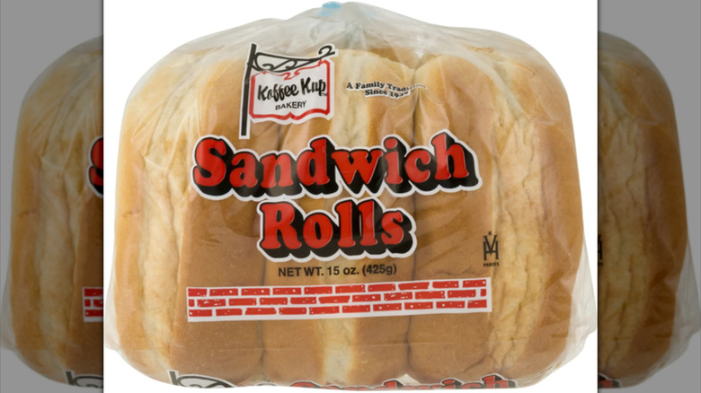 Koffee Kup sandwich rolls on a white background