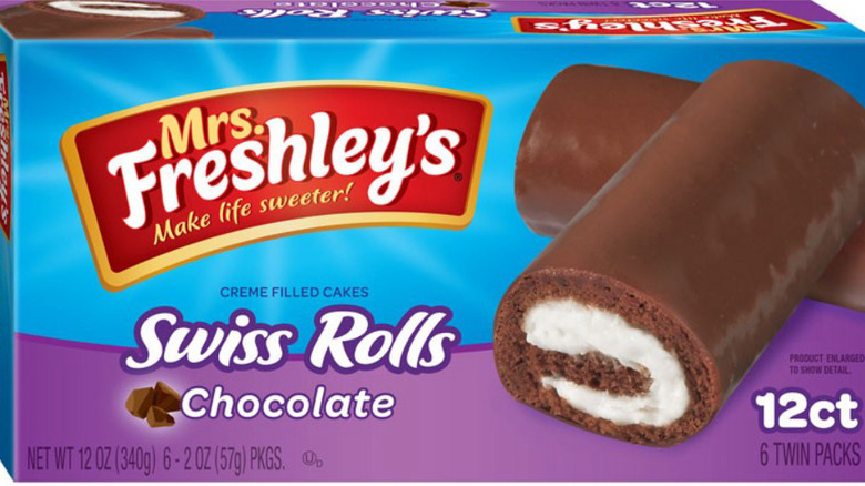 Mrs. Freshley's Swiss roll packaging