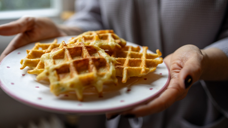 plate of Belgium waffles