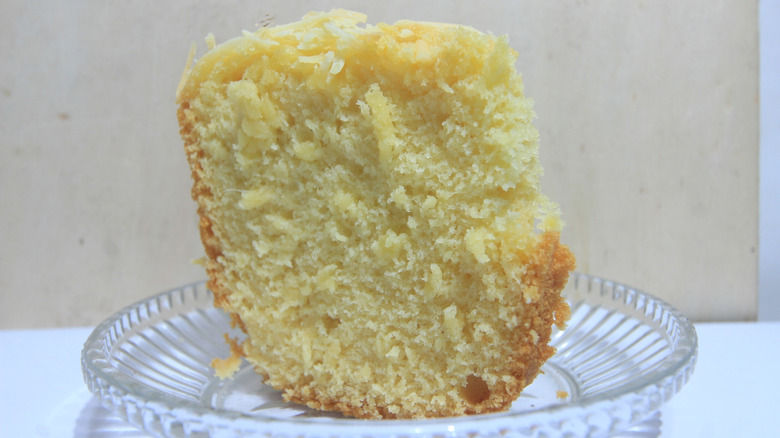 Closeup of white sponge cake