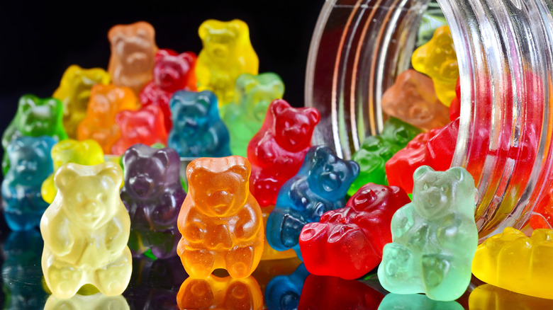 jar spilling out gummy bears