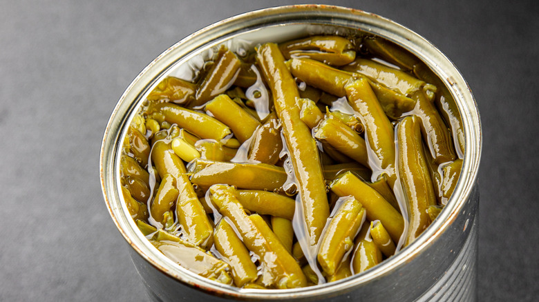 open can of green beans