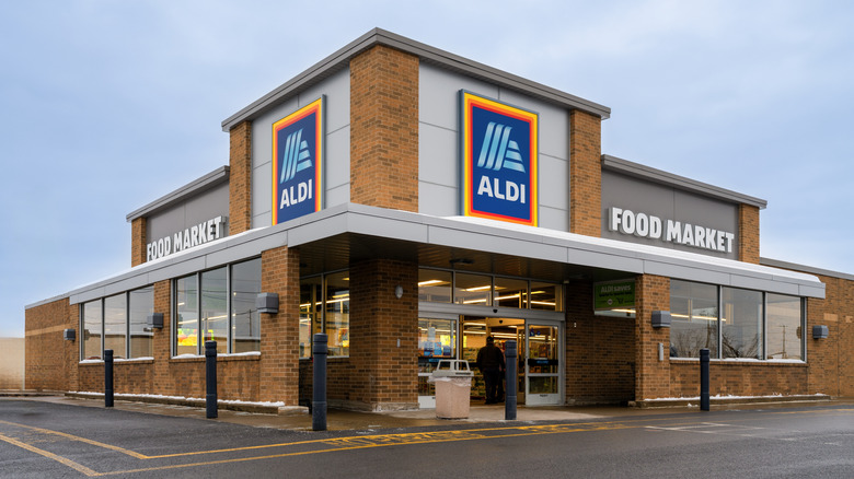 The exterior of an Aldi store
