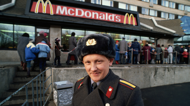 a Soviet police officer at McDonald's