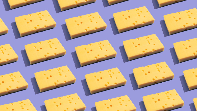 Small blocks of Swiss cheese