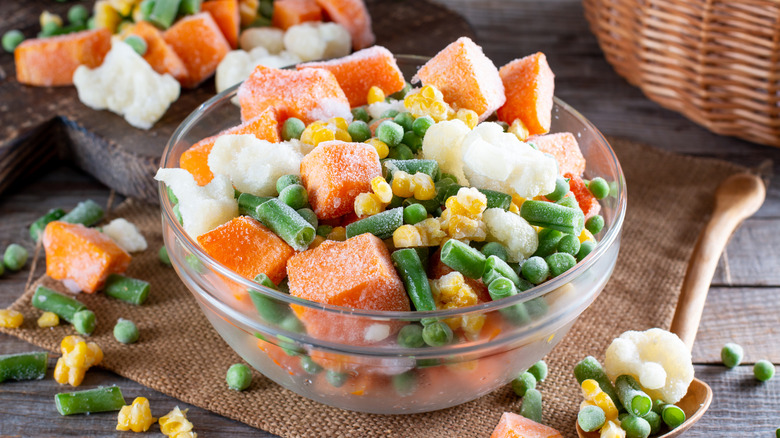 bowl of frozen mixed vegetables