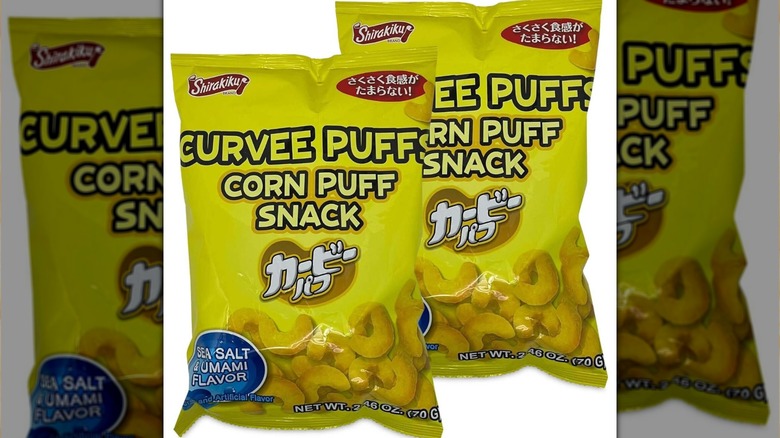 two bags of corn puffs