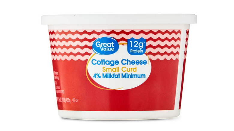 tub of Great Value 4% cottage cheese