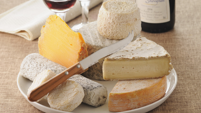 plates with various cheeses