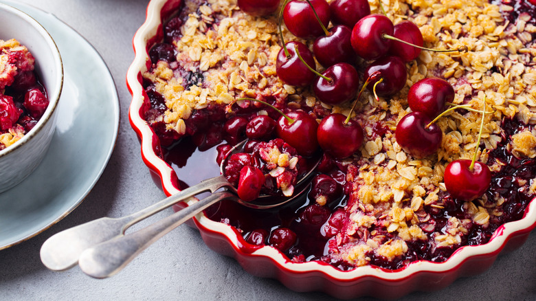 Berry pie in baking dish