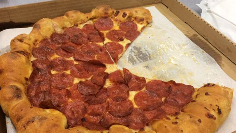 Bacon and cheese stuffed pizza crust
