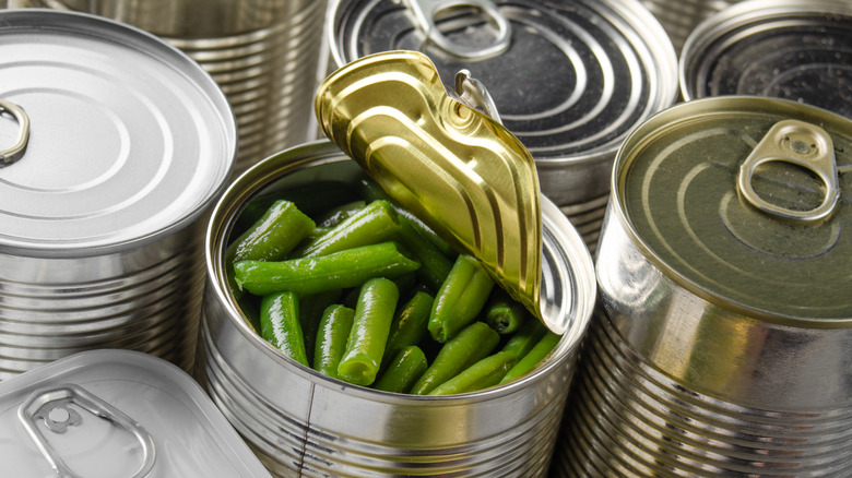 Open can of green beans