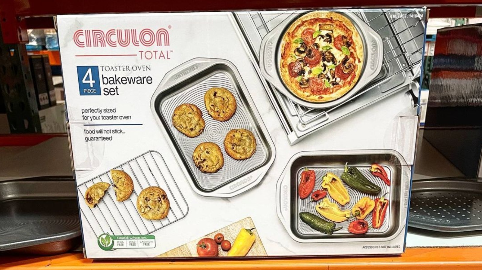 Circulon Total Bakeware Nonstick Toaster Oven & Personal Pizza Pan Baking Set 4-Piece
