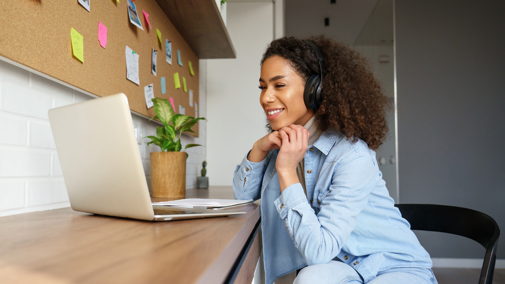 Woman working on the computer